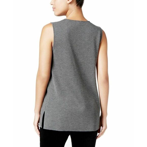 Eileen Fisher The Icons Sleeveless Tunic Long Tank Wool Ash Womens Small Petite - Picture 3 of 11